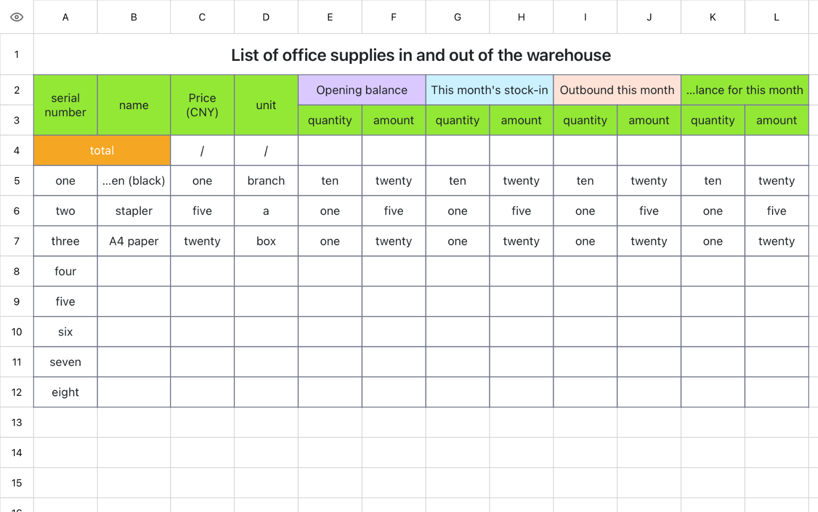 List of Office Supplies in and out 1